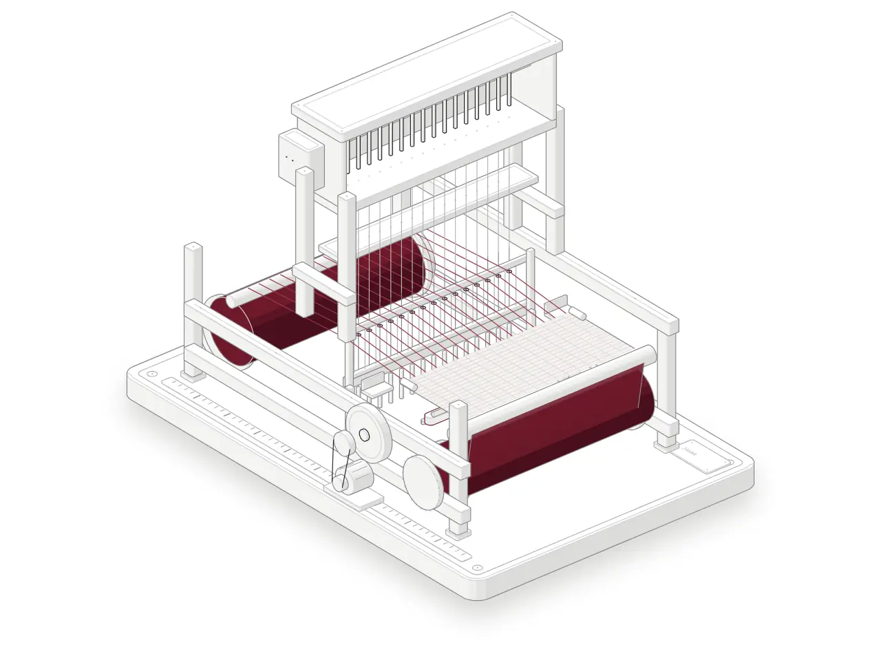 Drawing of a jacquard loom